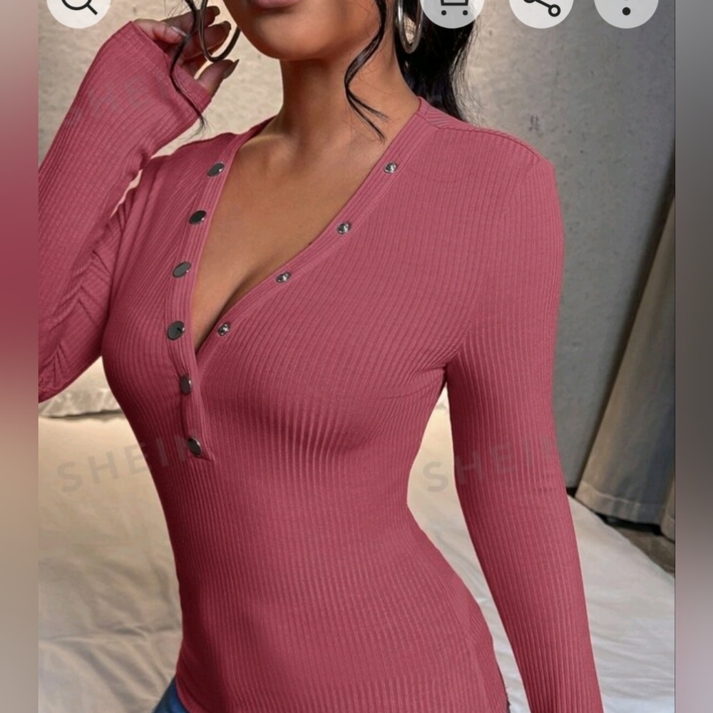 Button up Rib Knit Tee